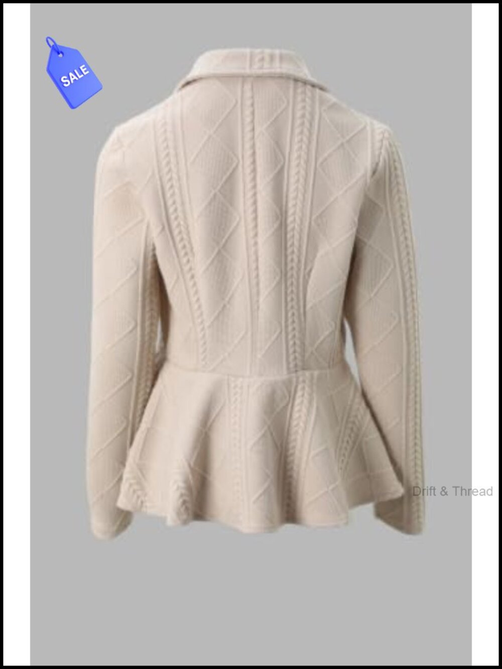 Cable Knit Button Front Ruffle Hem Lightweight Jacket - Picture 4 of 6